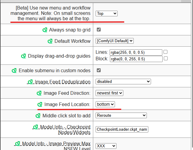 Image Feed Settings